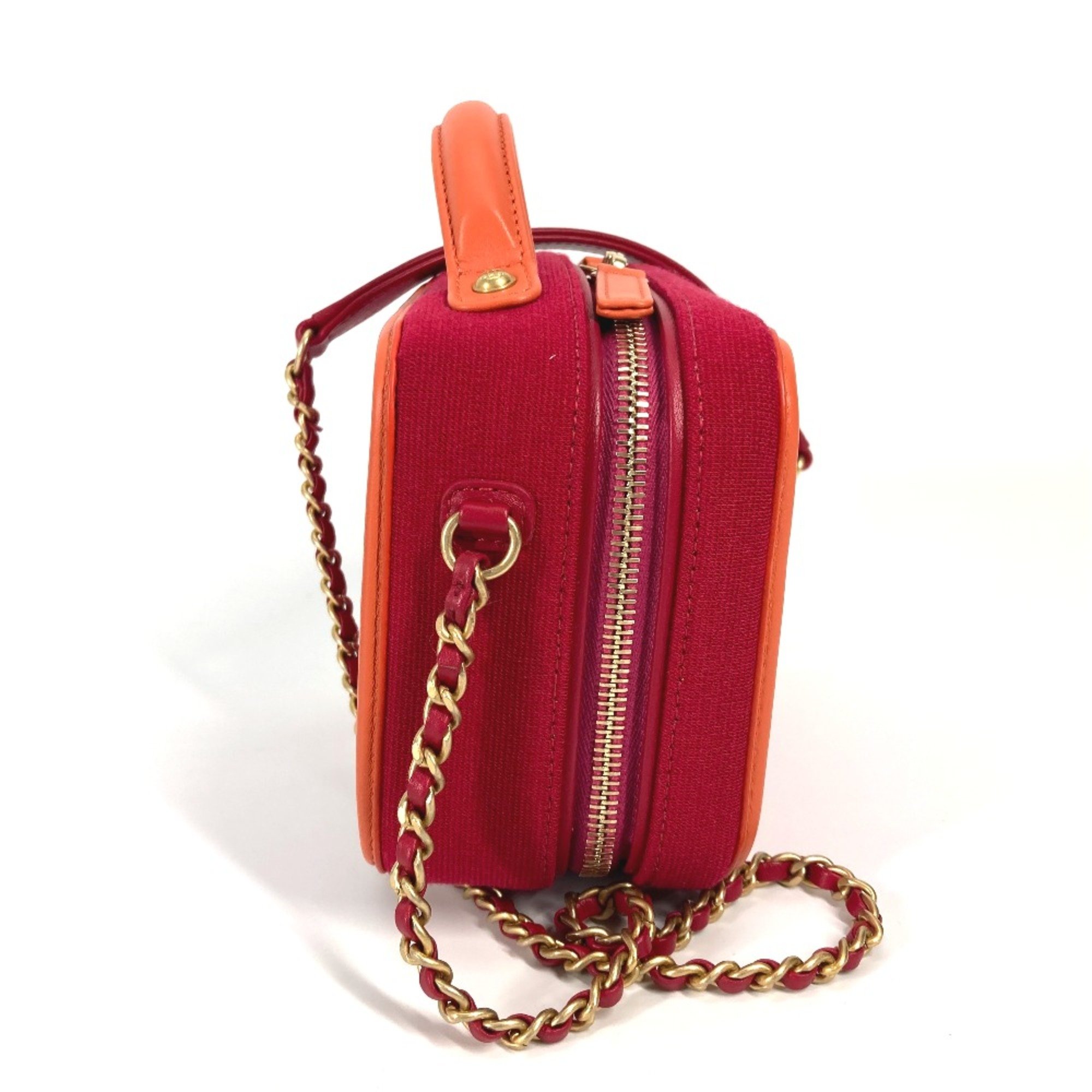 Chanel CC Mark Crossbody 2WAY bag Chain Shoulder Bag Red Orange