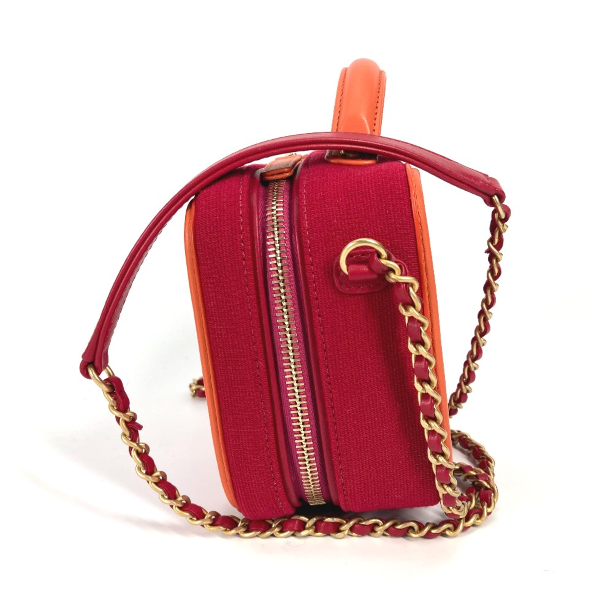 Chanel CC Mark Crossbody 2WAY bag Chain Shoulder Bag Red Orange