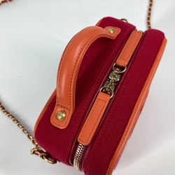 Chanel CC Mark Crossbody 2WAY bag Chain Shoulder Bag Red Orange