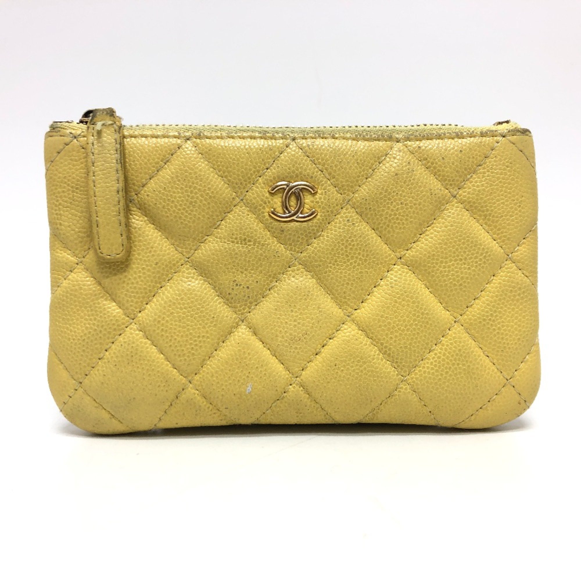 Chanel Matelasse Mini Flat Pouch yellow GoldHardware