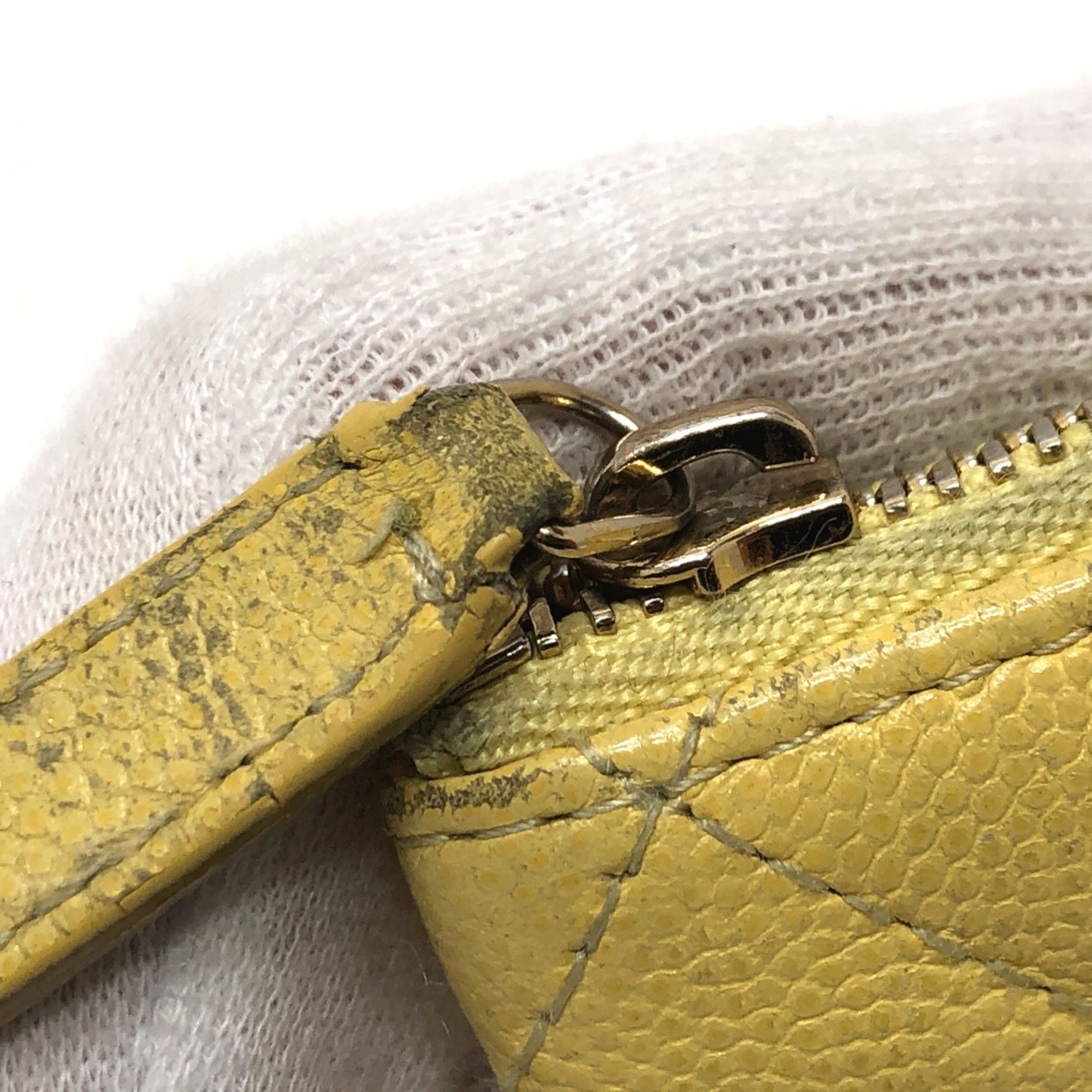 Chanel Matelasse Mini Flat Pouch yellow GoldHardware