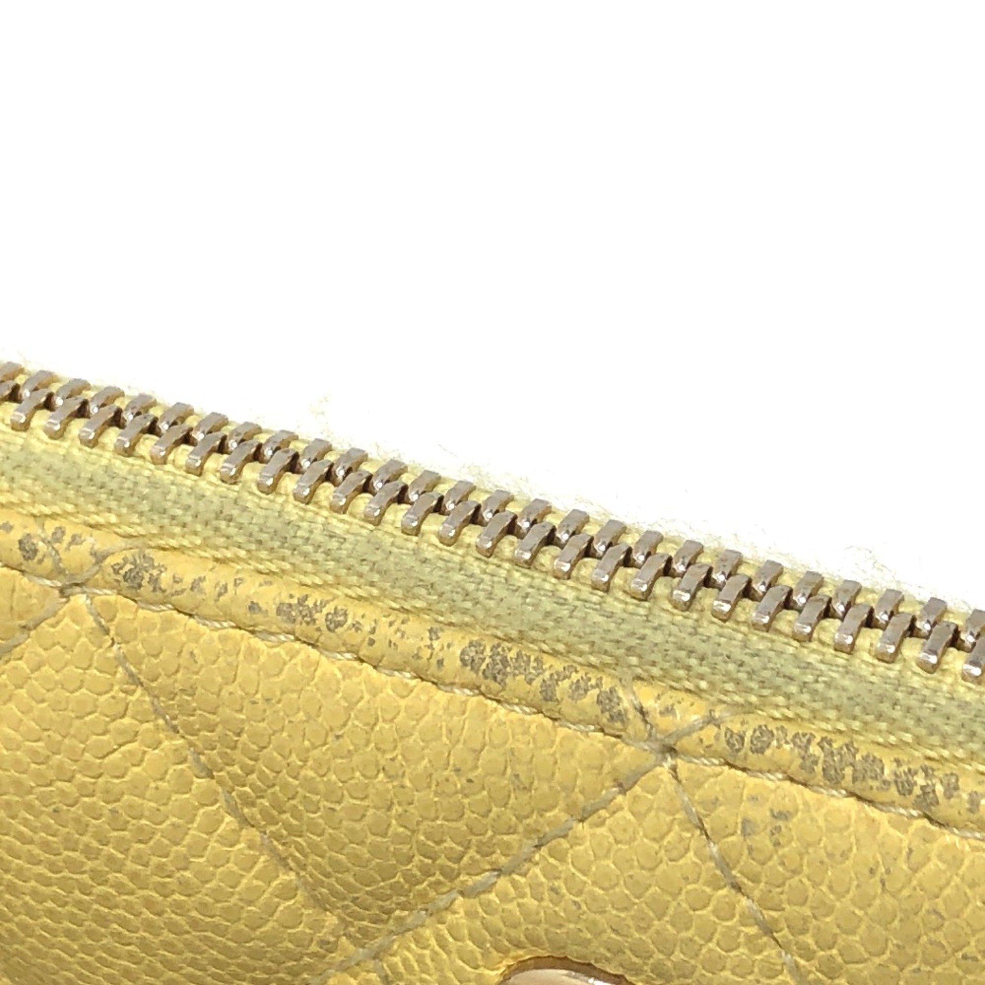 Chanel Matelasse Mini Flat Pouch yellow GoldHardware