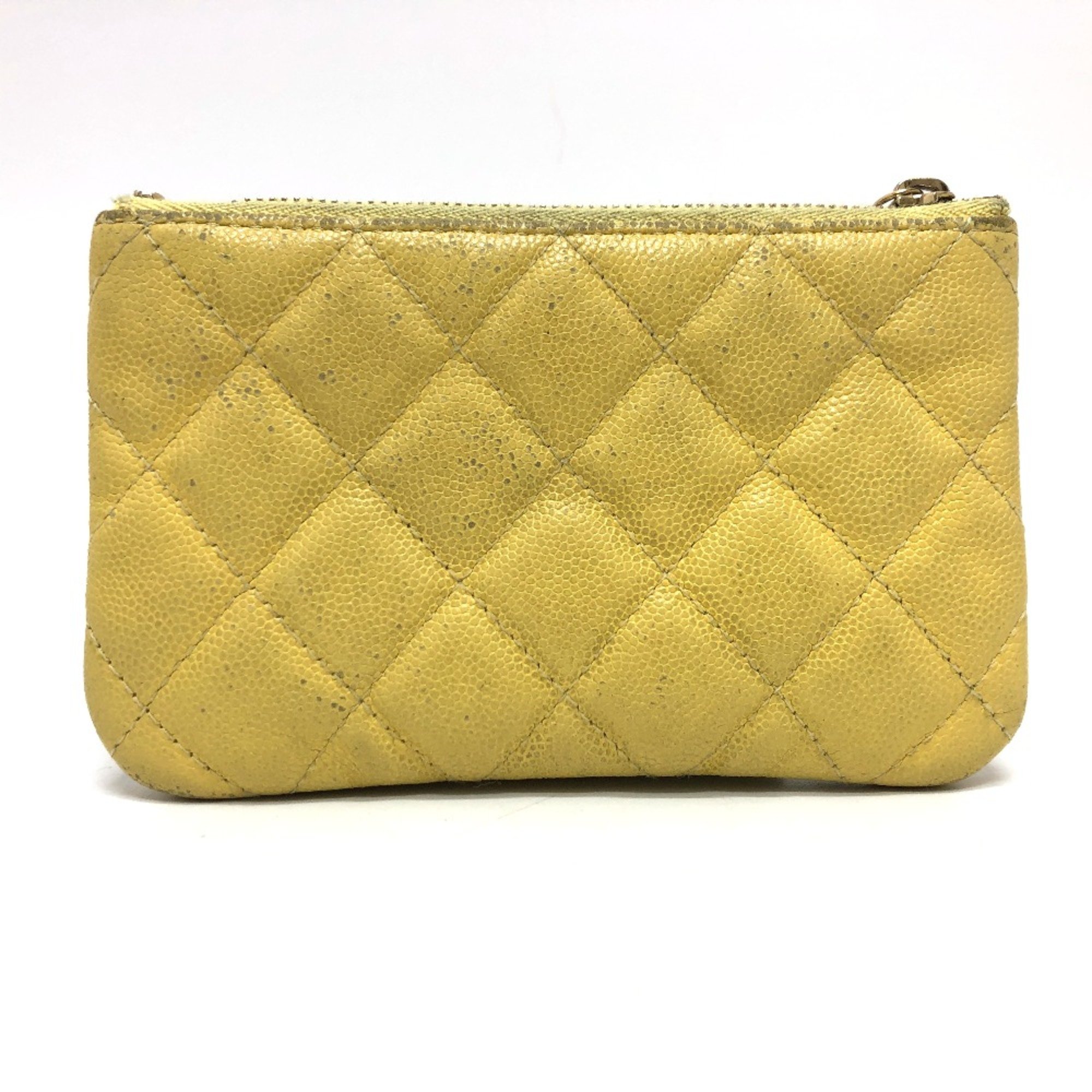 Chanel Matelasse Mini Flat Pouch yellow GoldHardware