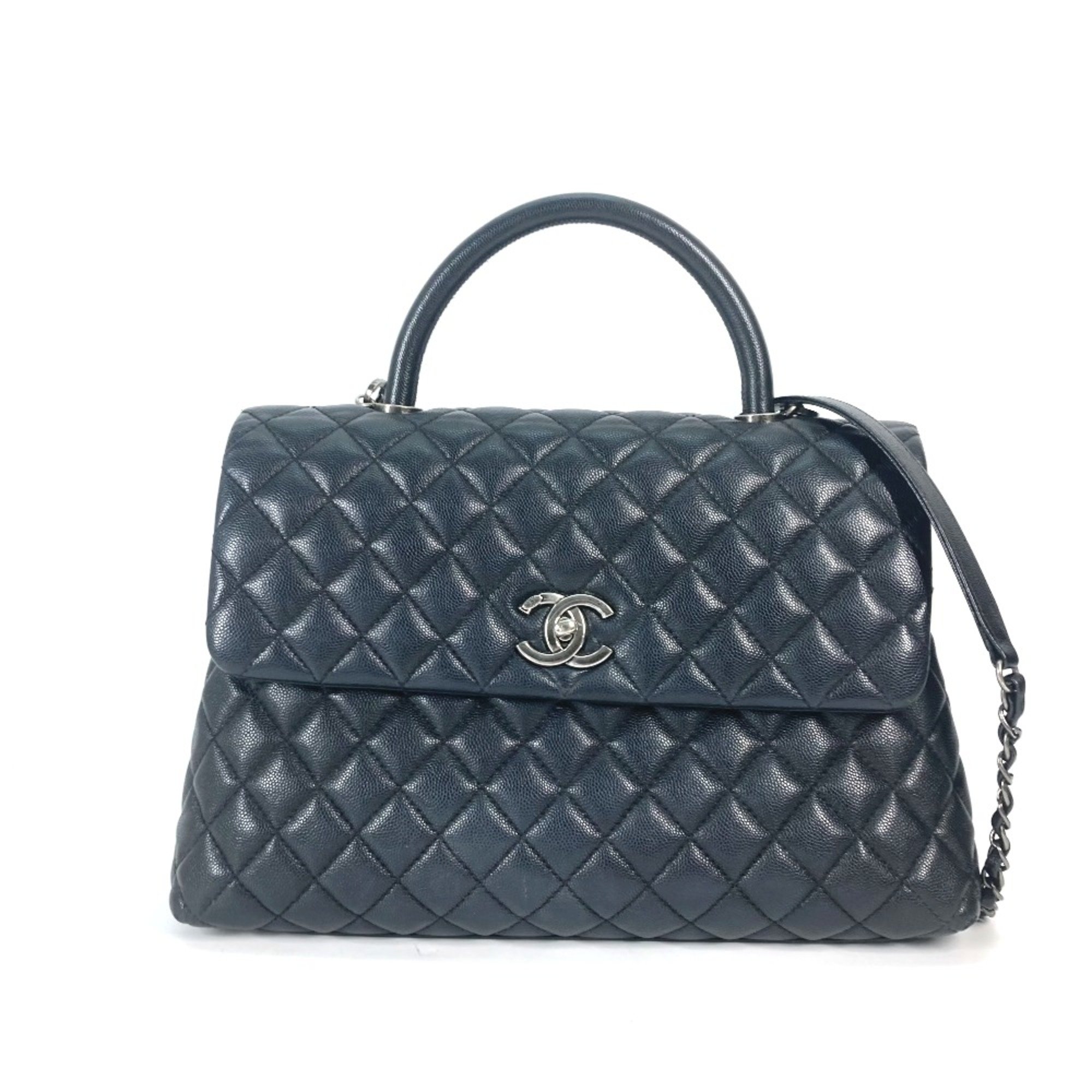 Chanel A92991 top handle chain 2WAY Shoulder Bag Crossbody bag Hand Bag Black SilverHardware eLADY Globazone