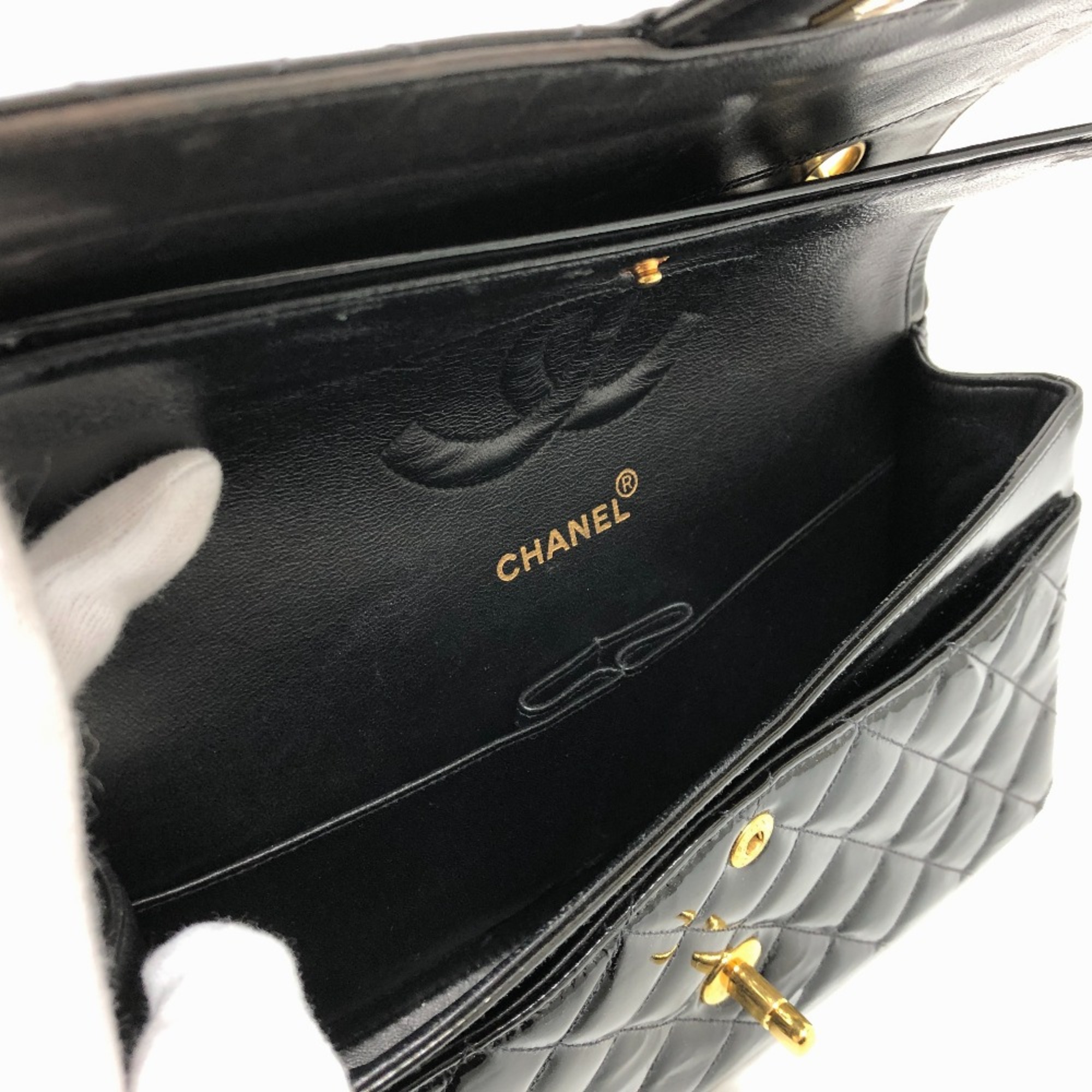 Chanel A01112 Matelasse Double Chain W Flap Shawl Shoulder Bag Black GoldHardware