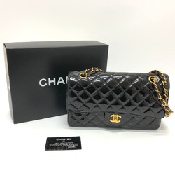 Chanel A01112 Matelasse Double Chain W Flap Shawl Shoulder Bag Black GoldHardware