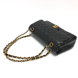 Chanel A01112 Matelasse Double Chain W Flap Shawl Shoulder Bag Black GoldHardware