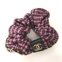 Chanel CC Mark Houndstooth hair accessories hair rubber Shush Pink x Black