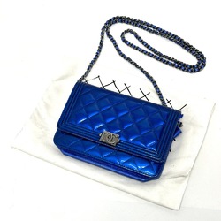 Chanel Long Wallet Bag Chain Bag Chain wallet Shoulder Bag gunmetal blue SilverHardware