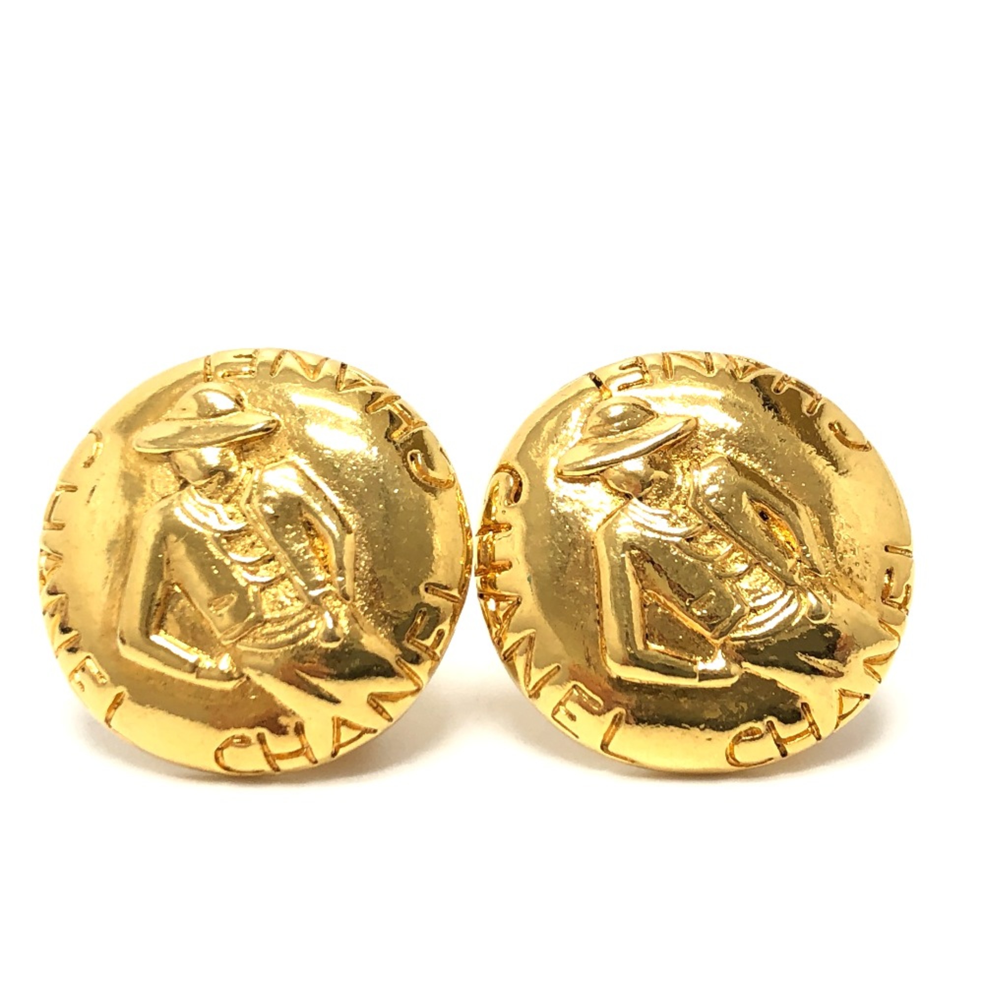 Chanel vintage Round Vintage Accessories Earrings Gold