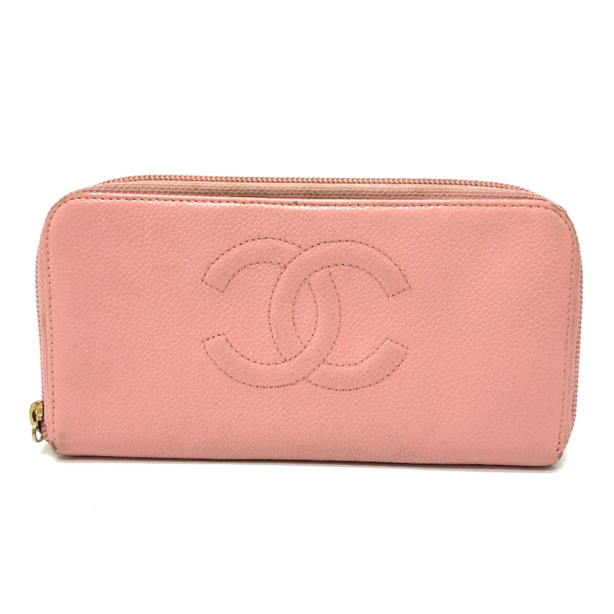 Chanel CC Mark Zip Around Long Wallet pink Beige/GoldHardware