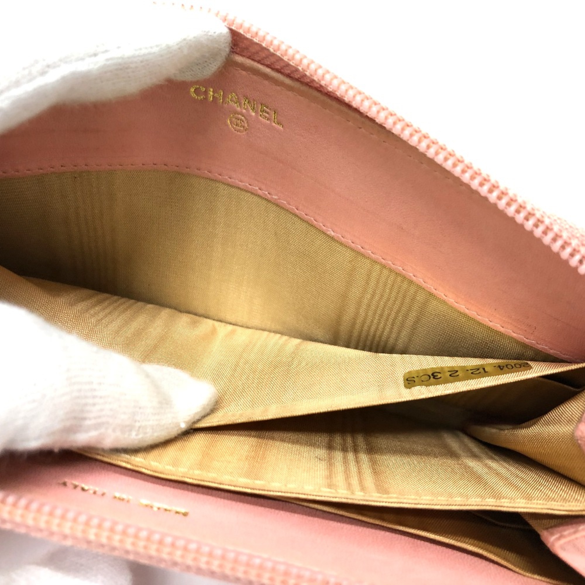 Chanel CC Mark Zip Around Long Wallet pink Beige/GoldHardware