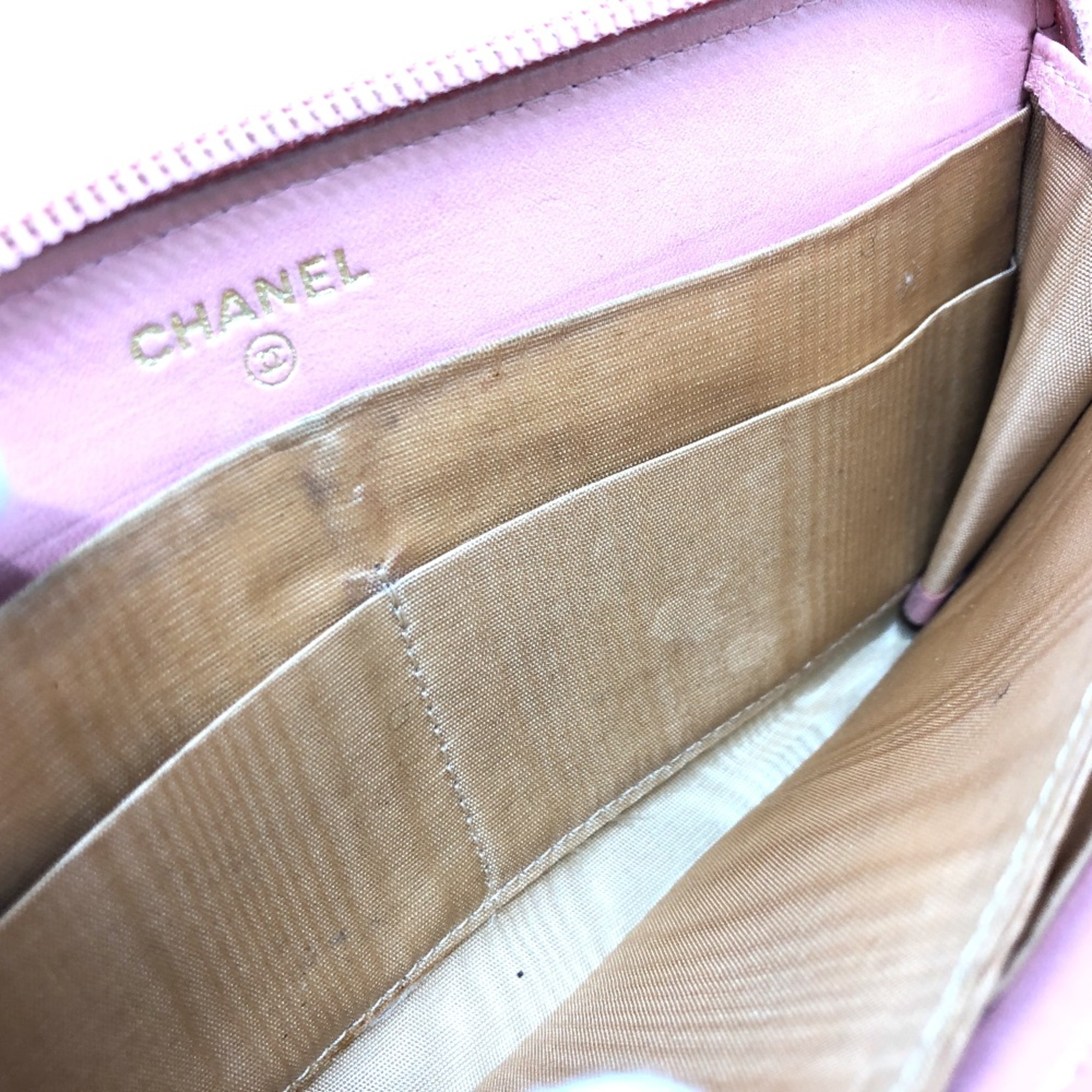 Chanel CC Mark Zip Around Long Wallet pink Beige/GoldHardware