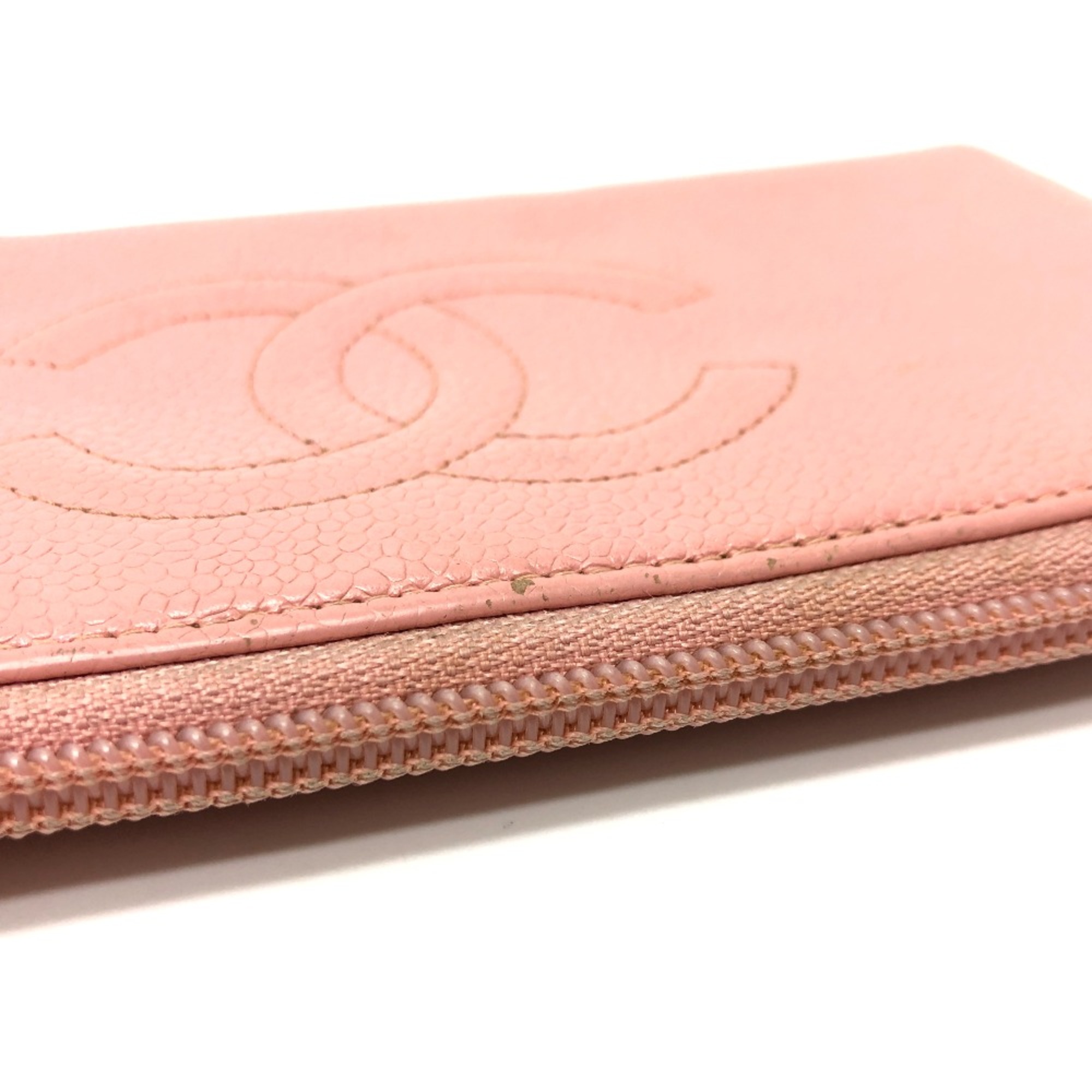 Chanel CC Mark Zip Around Long Wallet pink Beige/GoldHardware