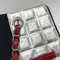 Chanel Chain Tote Bag Navy Silver