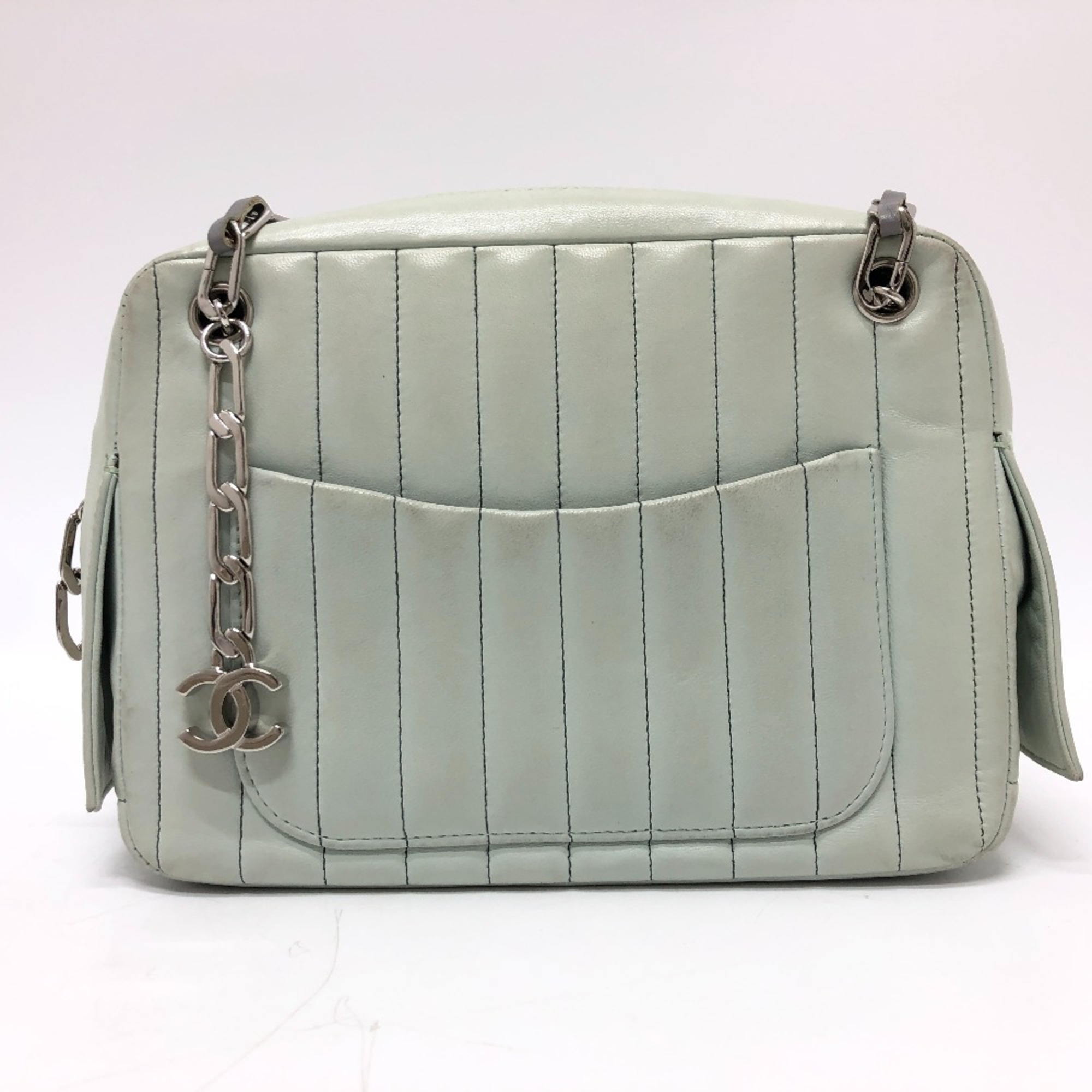 Chanel Mademoiselle Chain Bag Shoulder Bag Green SilverHardware