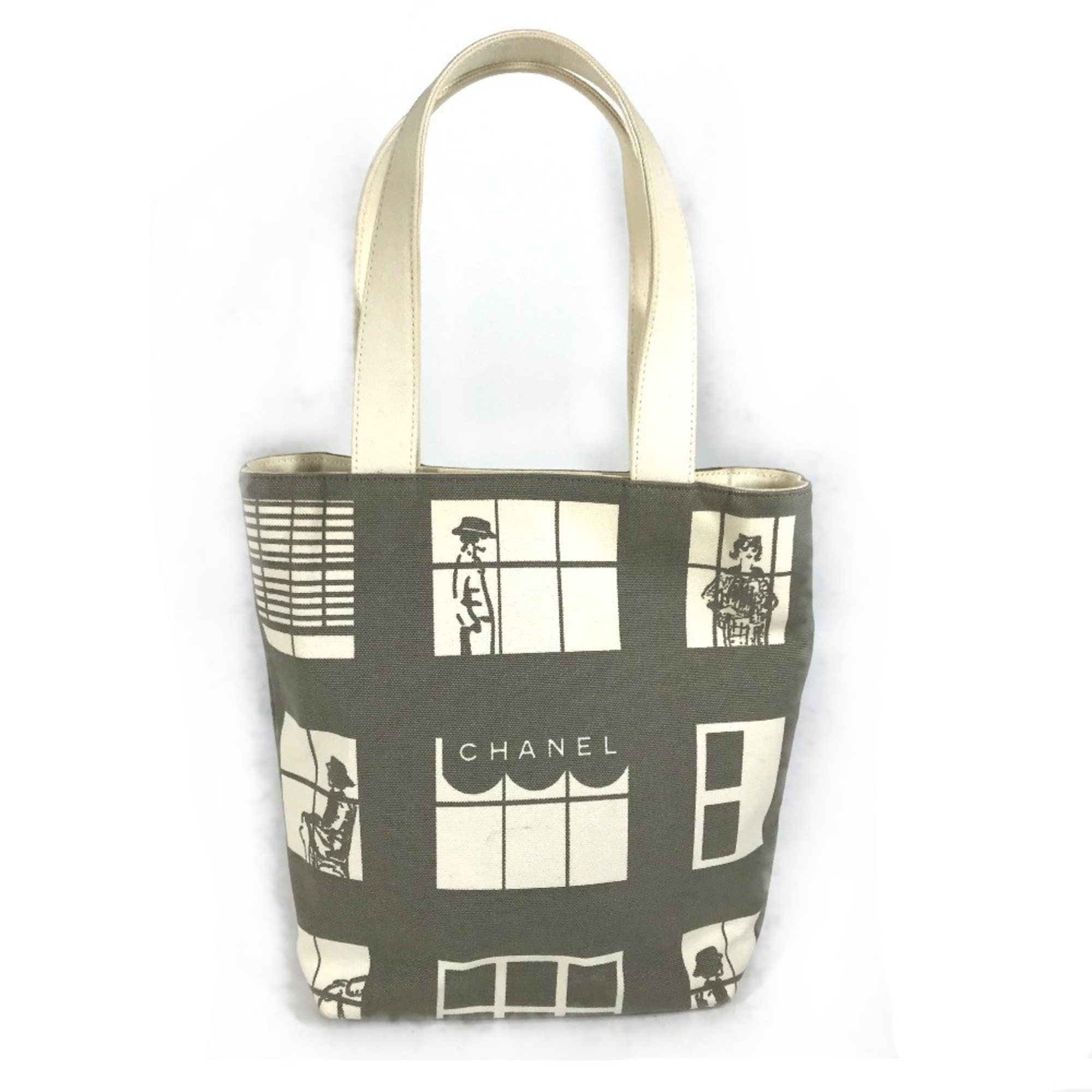 Chanel Windows line Tote Bag Shoulder Bag Gray x White