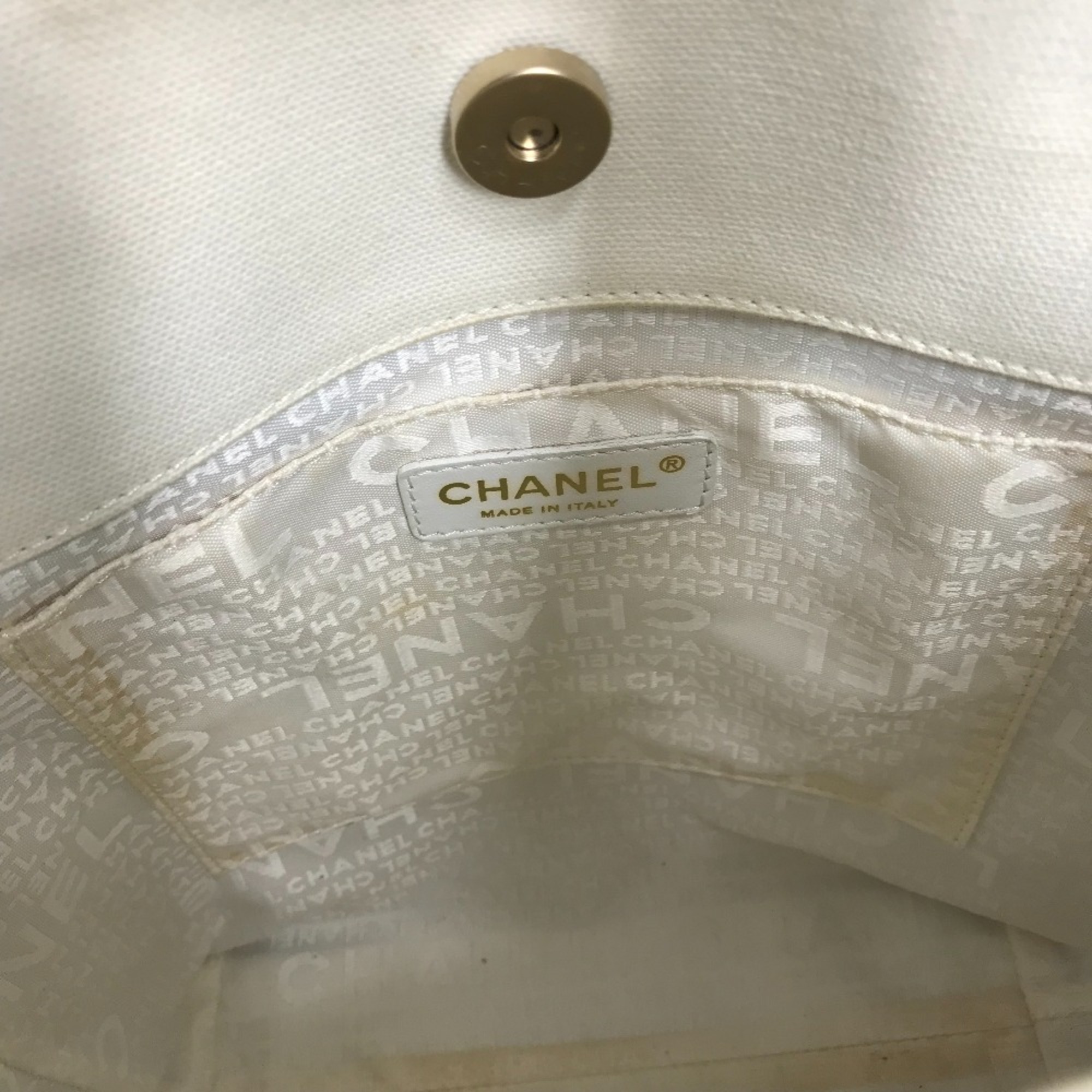 Chanel Windows line Tote Bag Shoulder Bag Gray x White