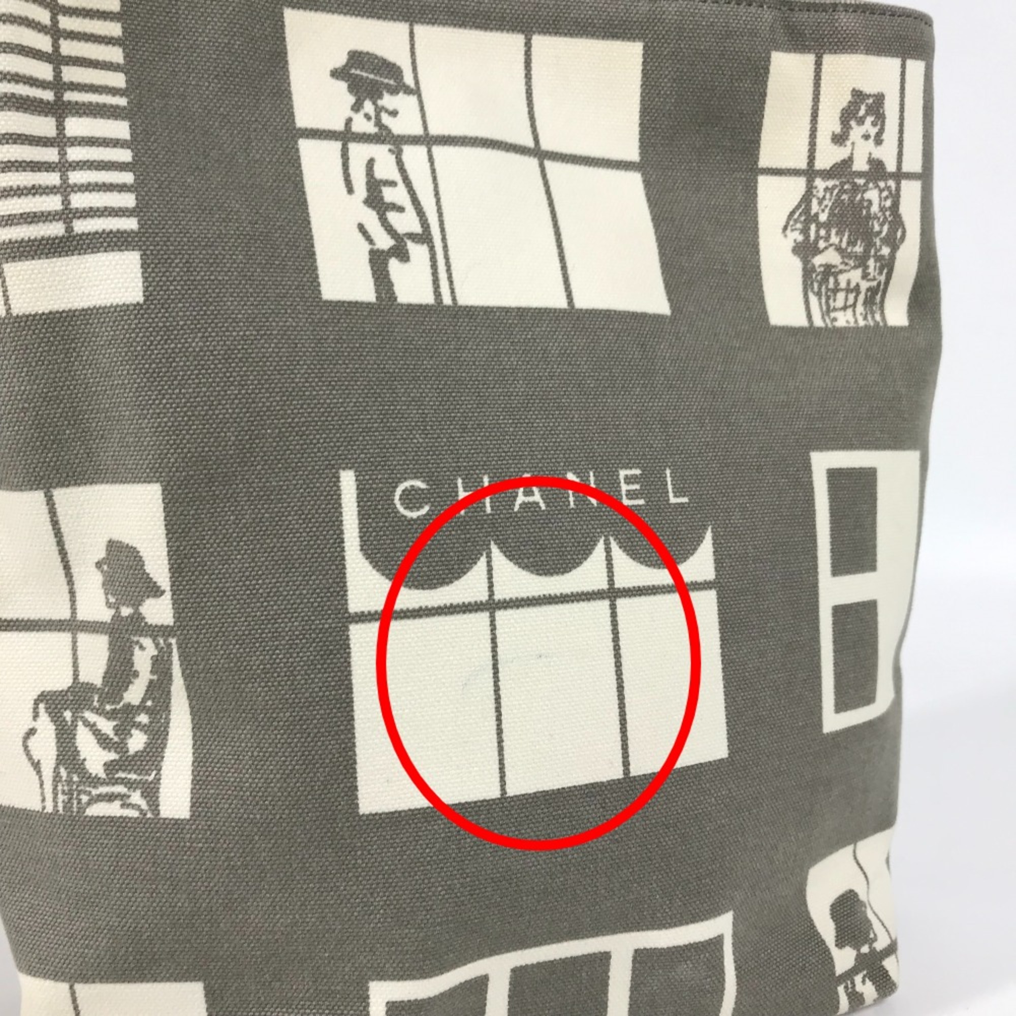 Chanel Windows line Tote Bag Shoulder Bag Gray x White