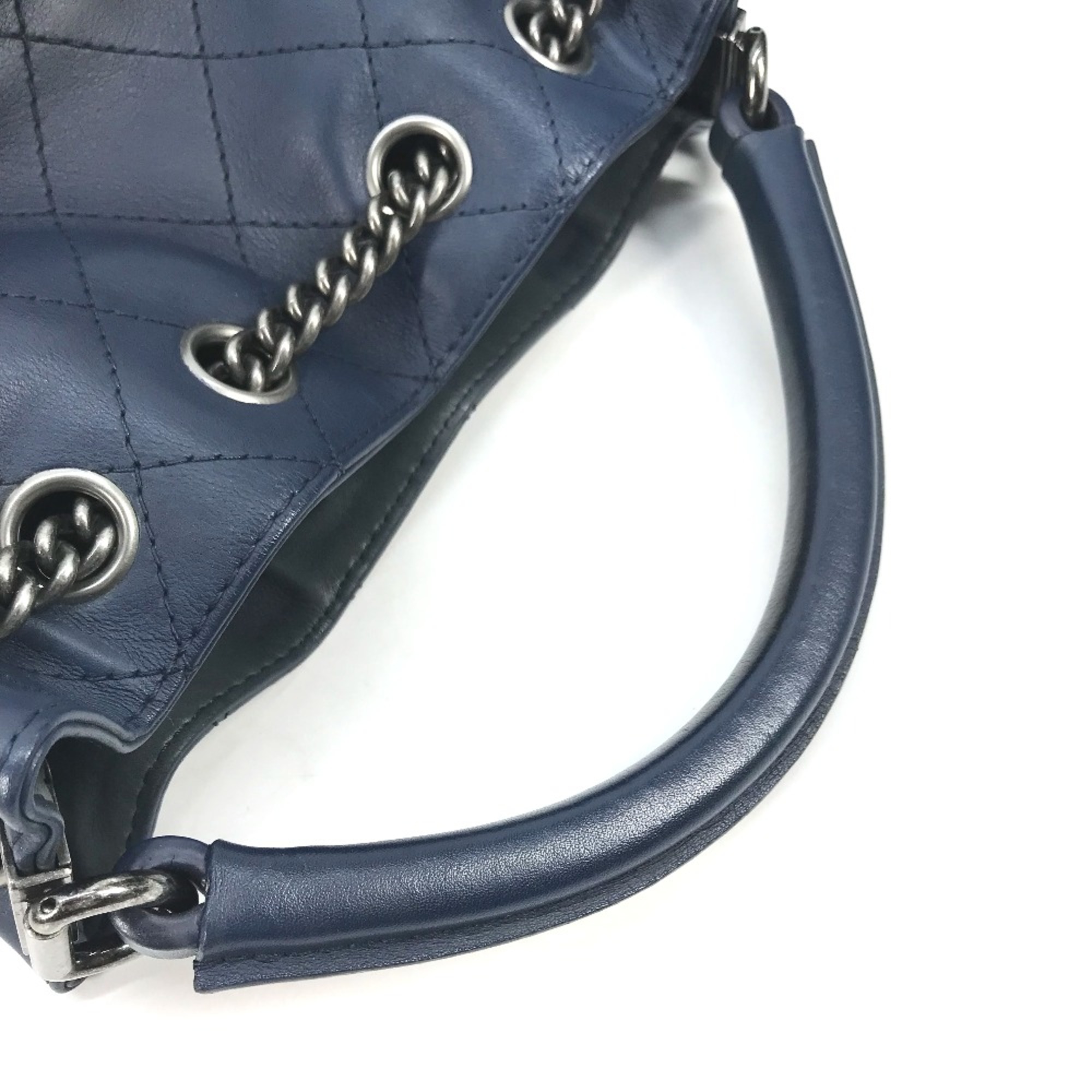 Chanel Shoulder 3WAY Drawstring Handbag Chain Bag Shoulder Bag blue