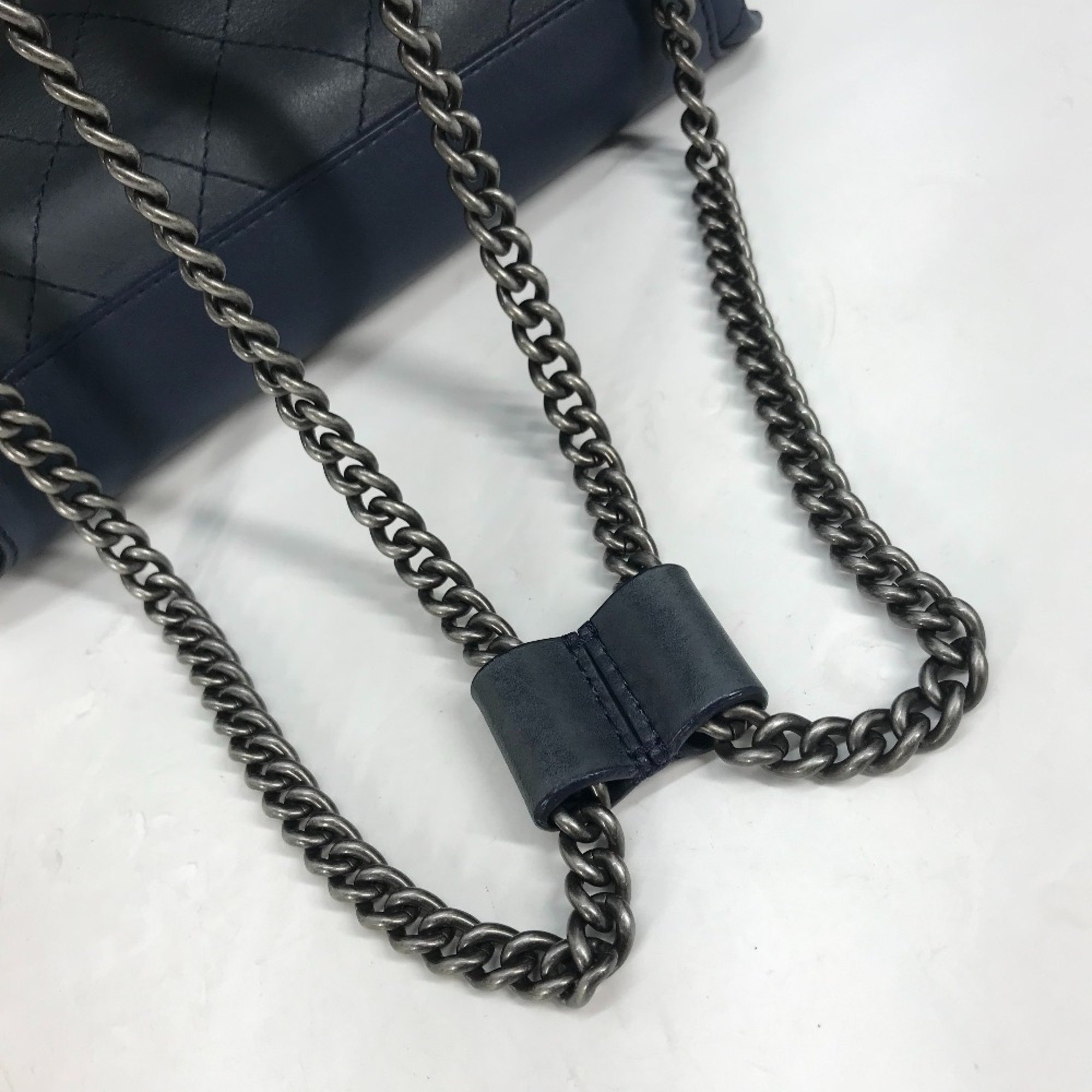 Chanel Shoulder 3WAY Drawstring Handbag Chain Bag Shoulder Bag blue