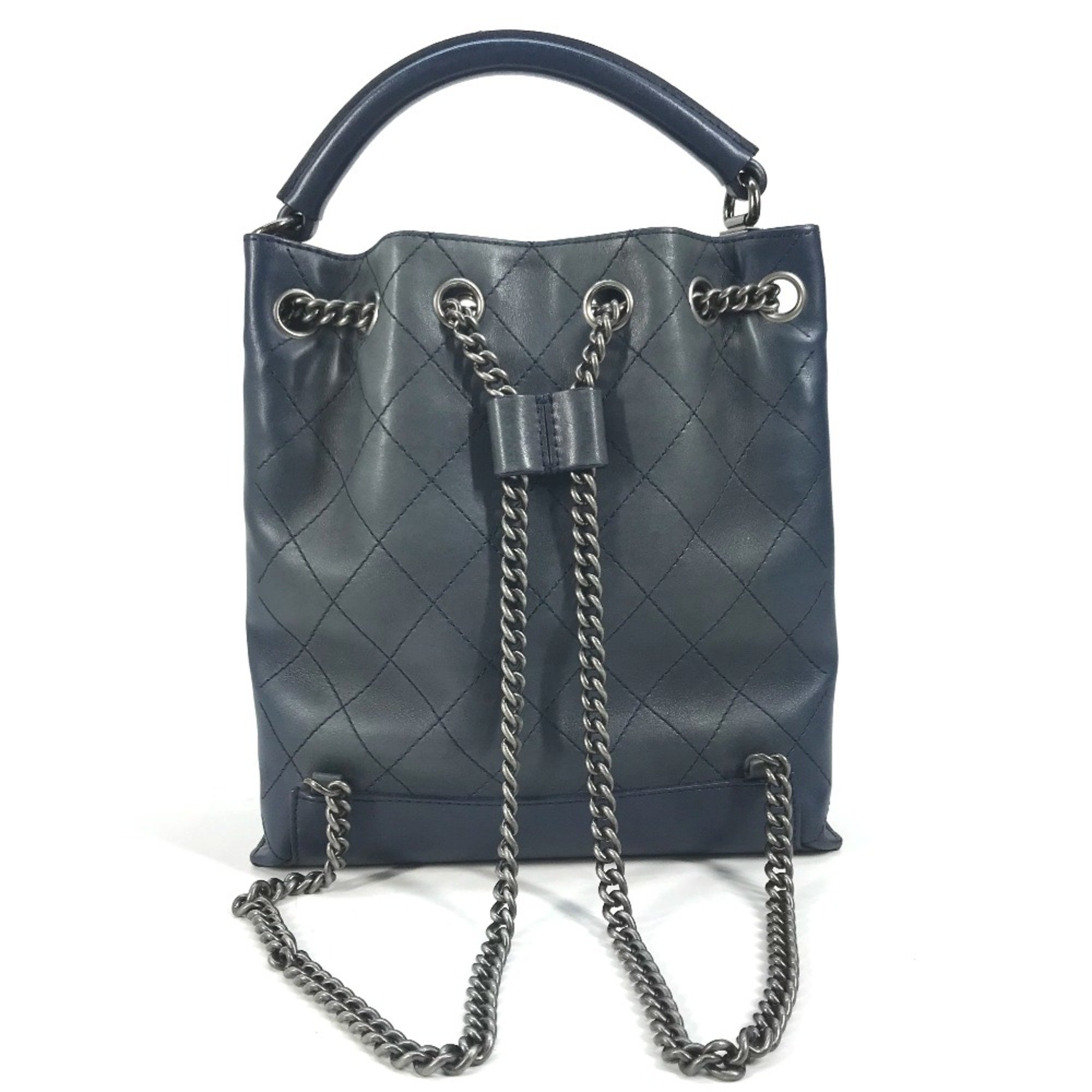 Chanel Shoulder 3WAY Drawstring Handbag Chain Bag Shoulder Bag blue