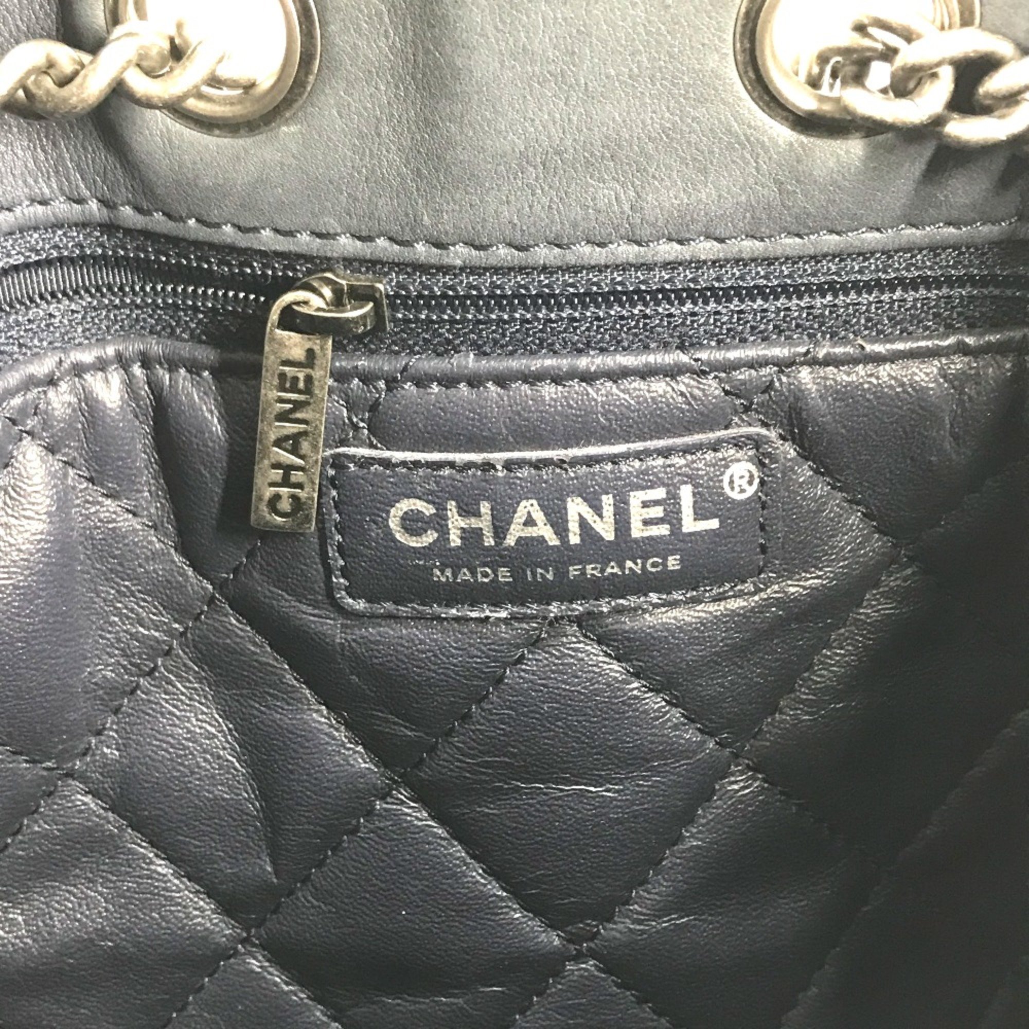 Chanel Shoulder 3WAY Drawstring Handbag Chain Bag Shoulder Bag blue