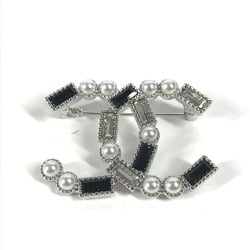 Chanel B23K Accessories Faux Pearl Stone Brooch Silver