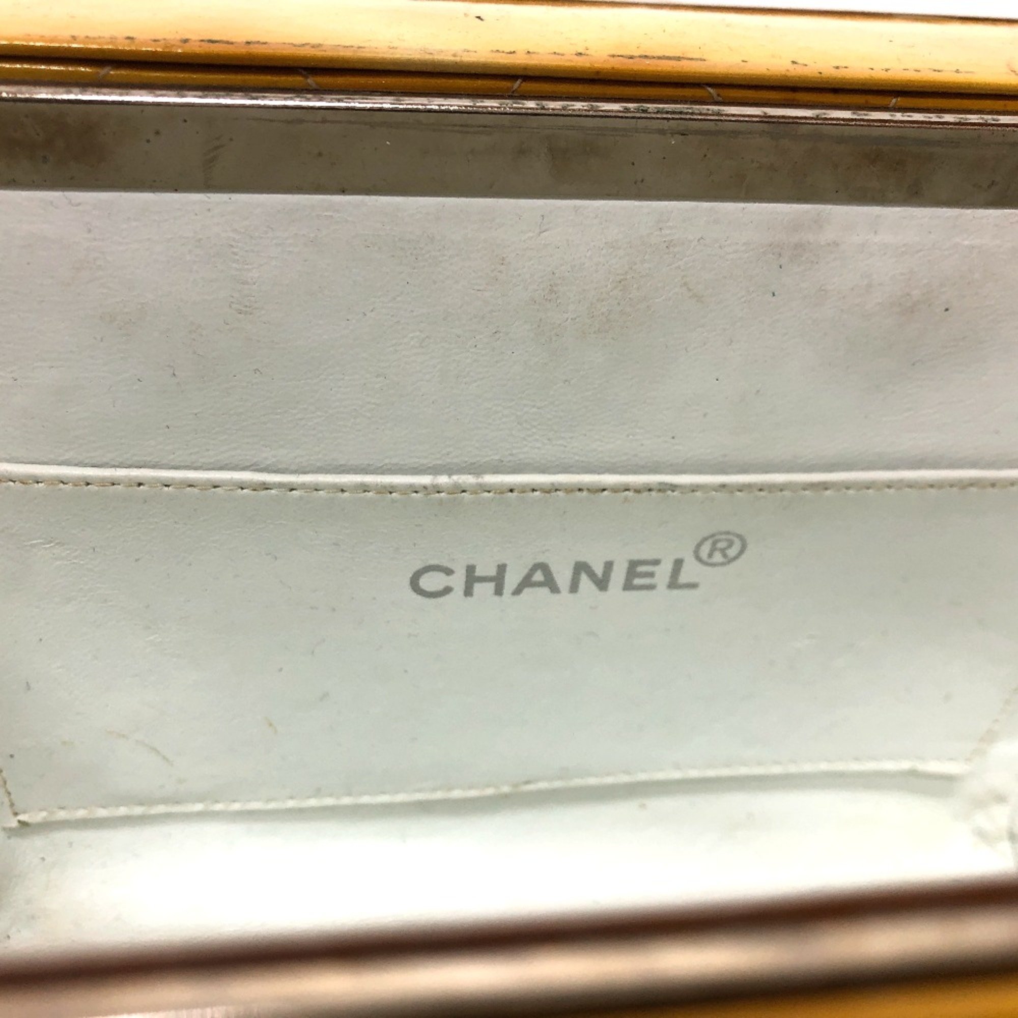 Chanel Matelasse Vanity bag Hand Bag Yellow Based SilverHardware