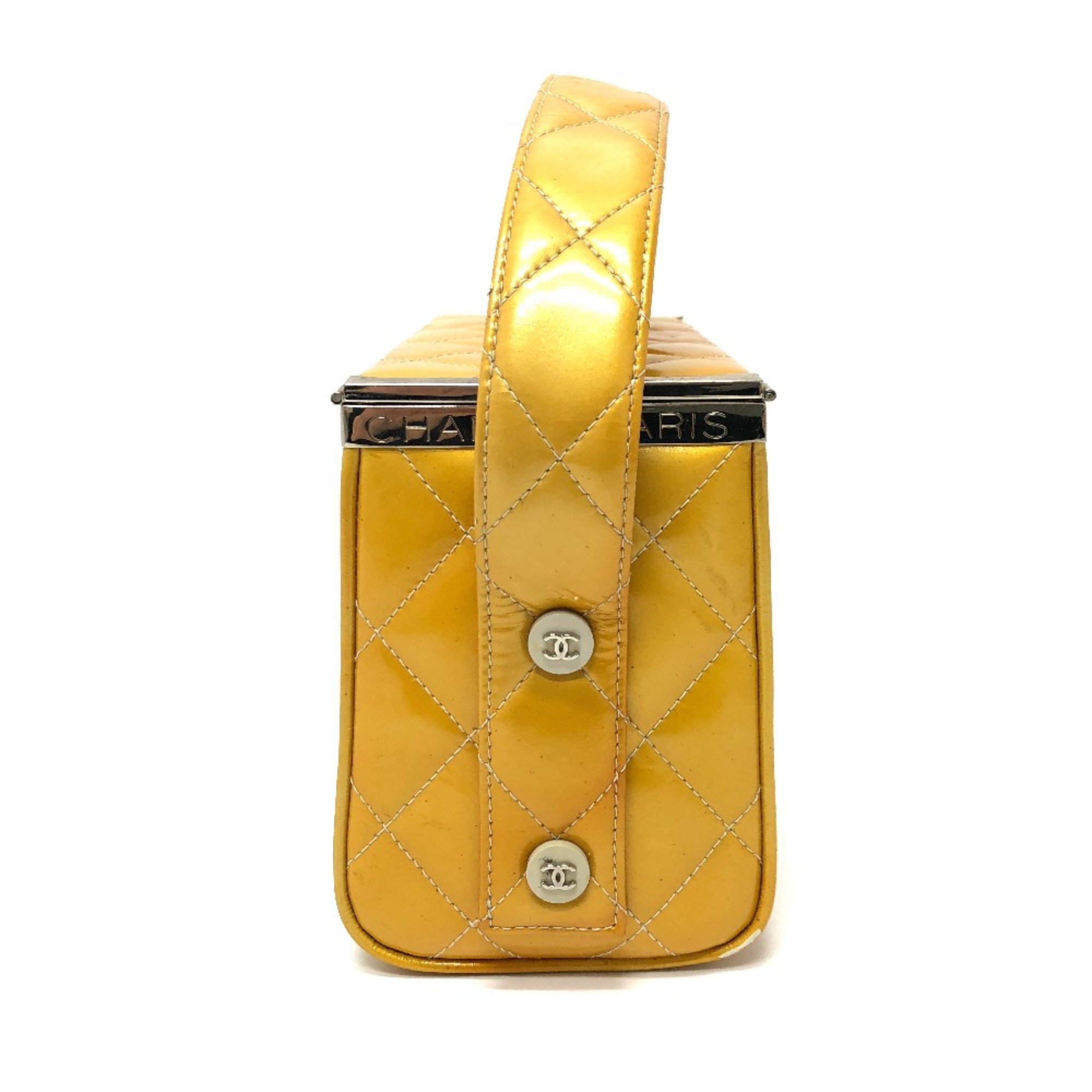 Chanel Matelasse Vanity bag Hand Bag Yellow Based SilverHardware