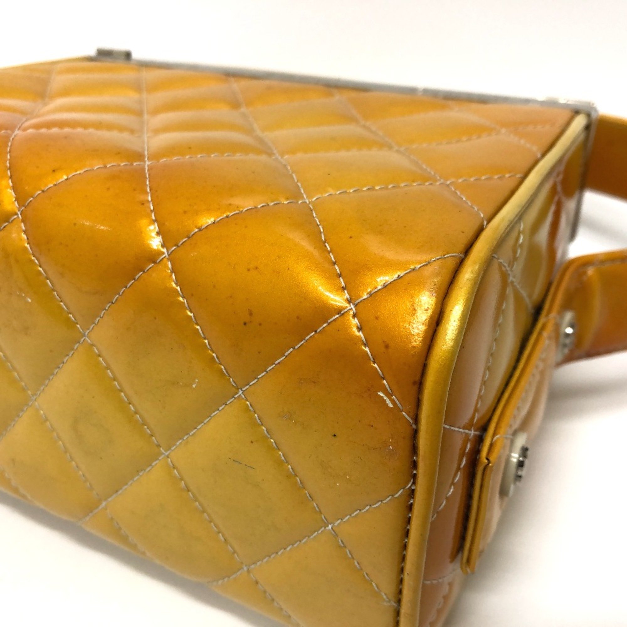 Chanel Matelasse Vanity bag Hand Bag Yellow Based SilverHardware