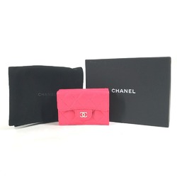 Chanel Matelasse Quilted Compact wallet Trifold wallet pink SilverHardware