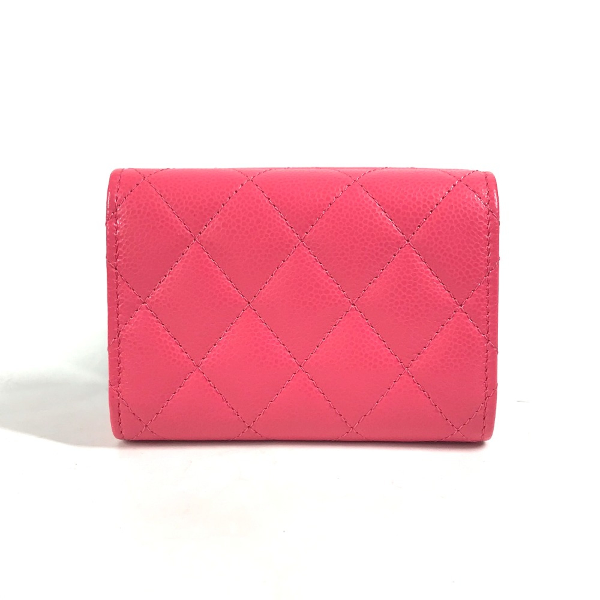 Chanel Matelasse Quilted Compact wallet Trifold wallet pink SilverHardware