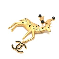 Chanel 01A CC MarkBrooch Brooch Gold Black