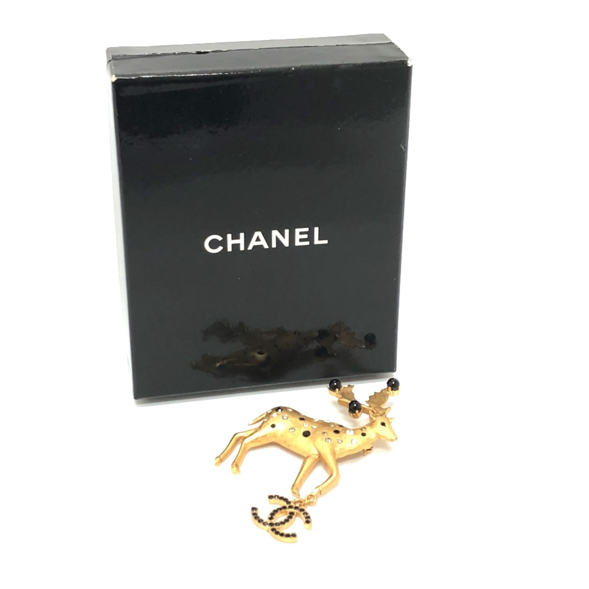 Chanel 01A CC MarkBrooch Brooch Gold Black