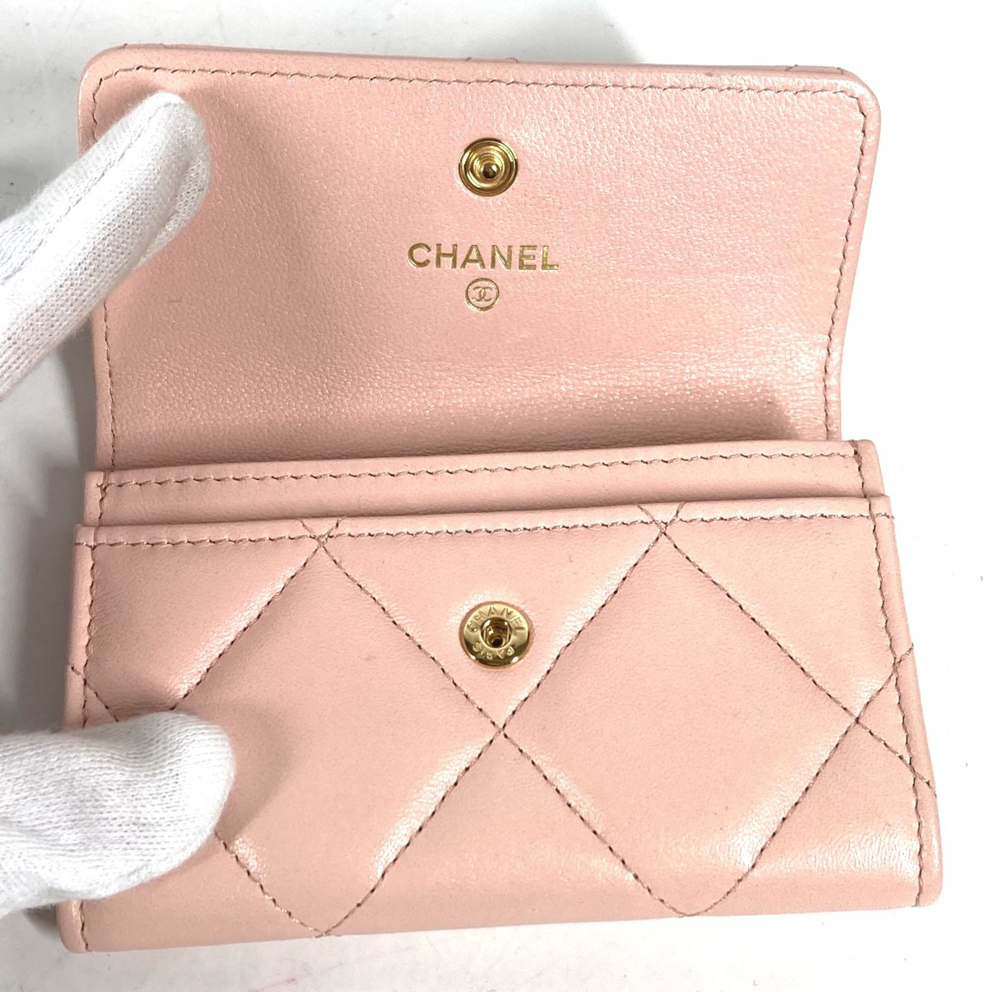 Chanel 19th Line CC Mark Wallet Coin Compartment coin purse pink Gold