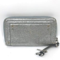 Chloe padlock rhinestone Zip Around Long Wallet Silver