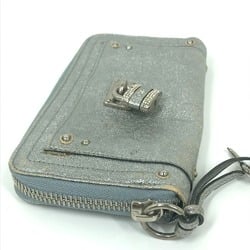 Chloe padlock rhinestone Zip Around Long Wallet Silver