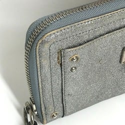 Chloe padlock rhinestone Zip Around Long Wallet Silver