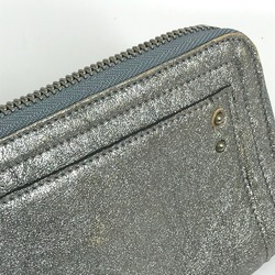 Chloe padlock rhinestone Zip Around Long Wallet Silver