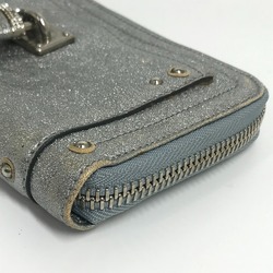 Chloe padlock rhinestone Zip Around Long Wallet Silver