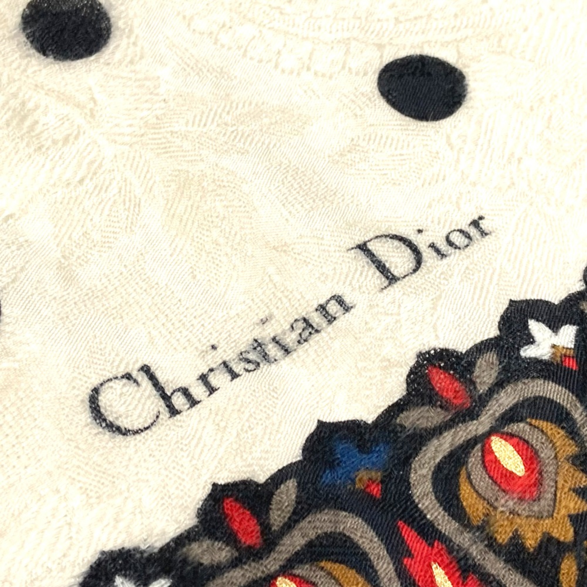 CHRISTIAN DIOR dot floral shawl BeigeBased