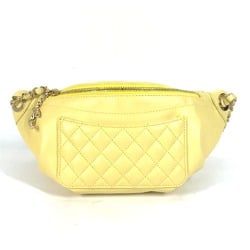 Chanel A57832 Chain Belt Bag Waist Pouch Bag Cross Quilted Matelasse body bag yellow GoldHardware