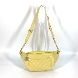 Chanel A57832 Chain Belt Bag Waist Pouch Bag Cross Quilted Matelasse body bag yellow GoldHardware