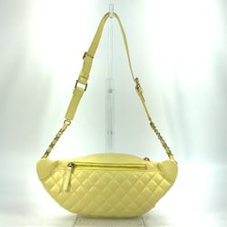 Chanel A57832 Chain Belt Bag Waist Pouch Bag Cross Quilted Matelasse body bag yellow GoldHardware