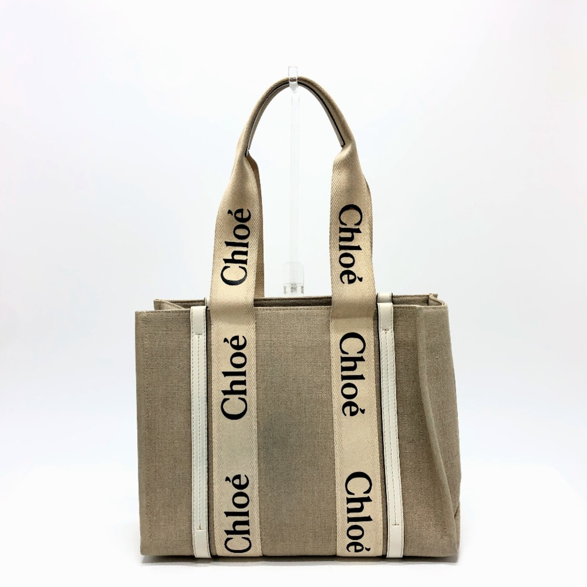 Chloe logo Hand Bag Tote Bag Beige