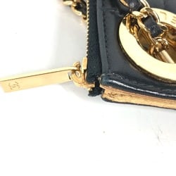 Chanel Chocolate Bar L-shaped zipper Pouch 2WAY Chain Clutch bag Black Gold