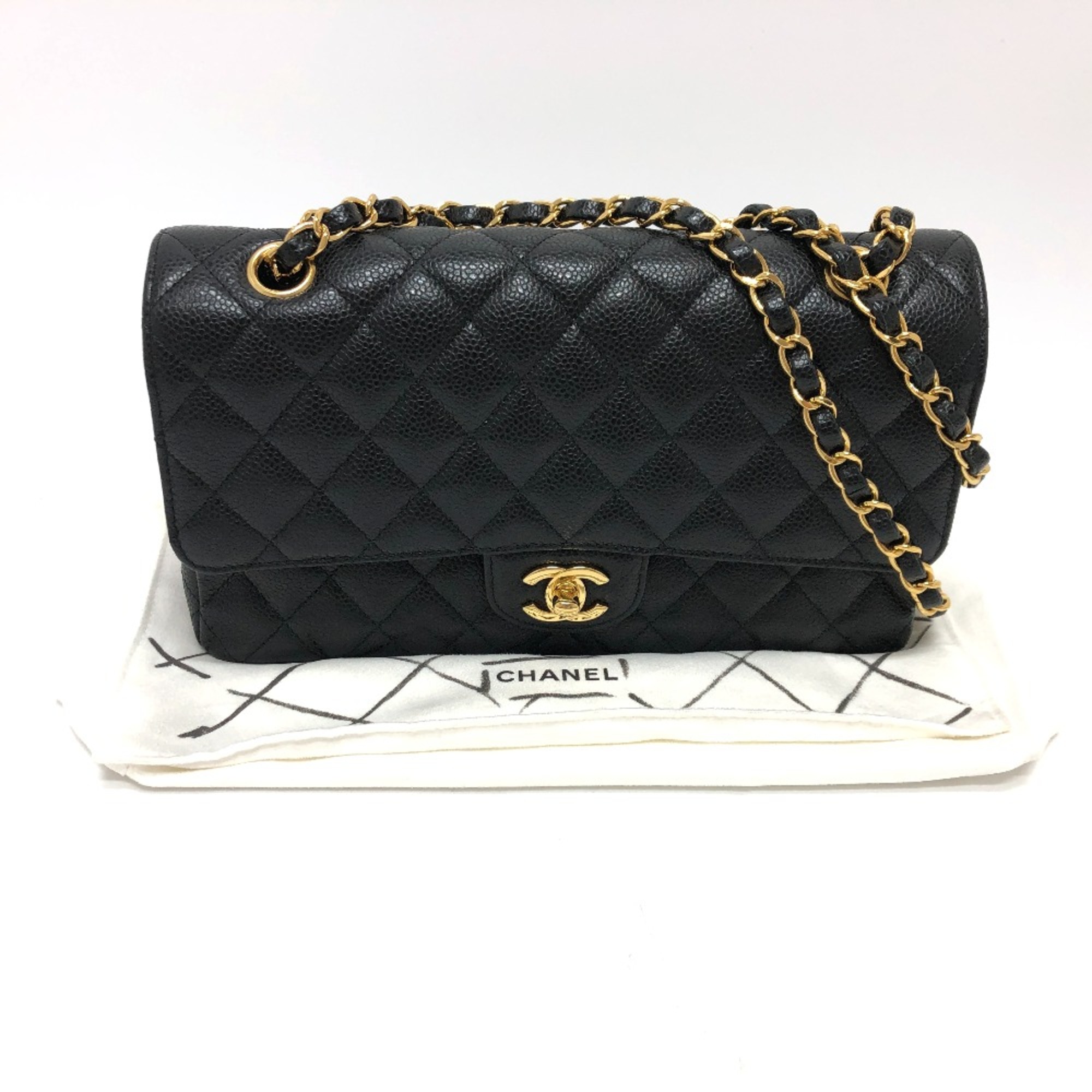 Chanel A01112 CC Mark Double Chain Shoulder Crossbody Shoulder Bag GHardware Black GoldHardware