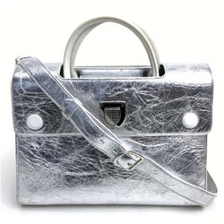 Christian CHRISTIAN DIOR Bag 2WAY Hand Bag Metallic Silver