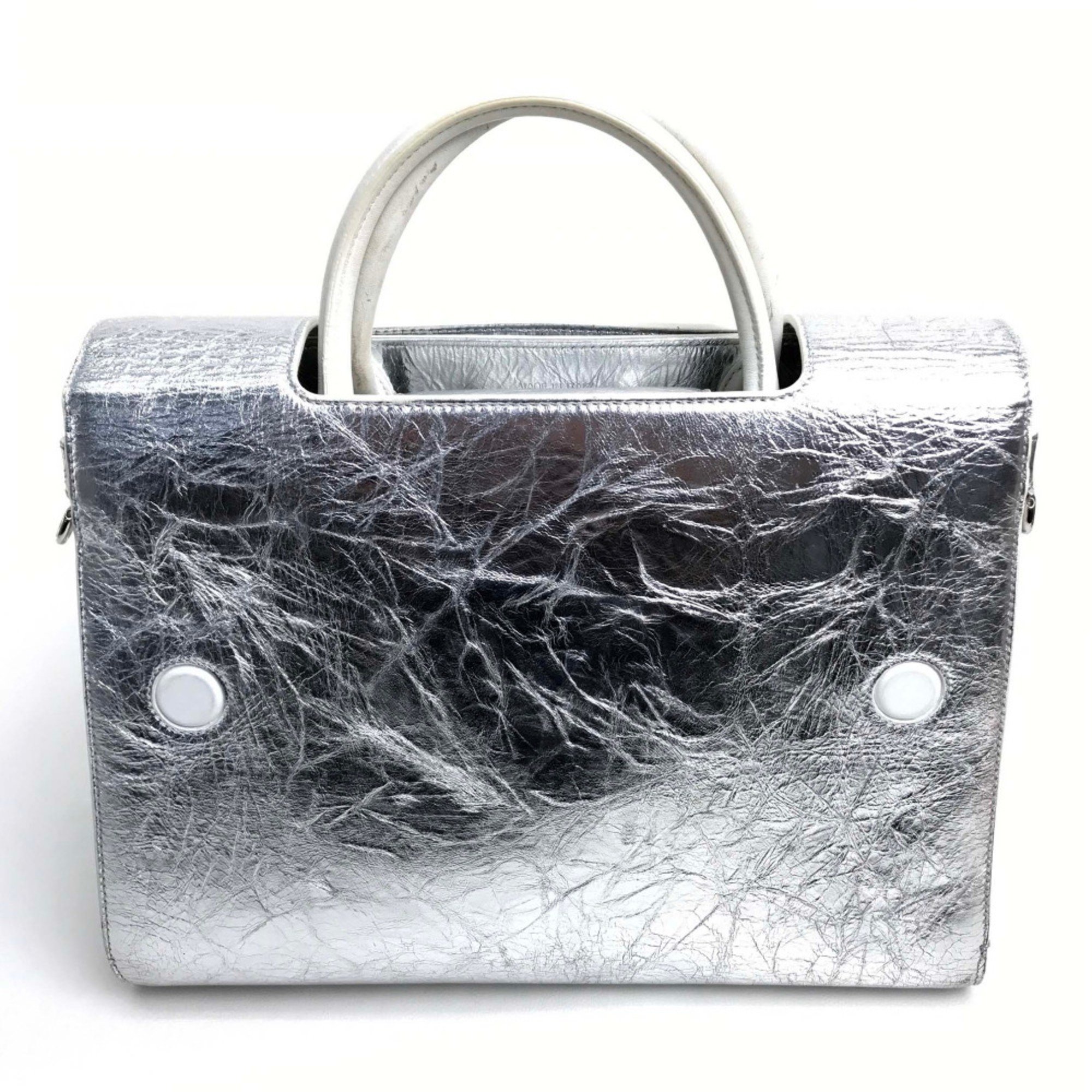 Christian CHRISTIAN DIOR Bag 2WAY Hand Bag Metallic Silver